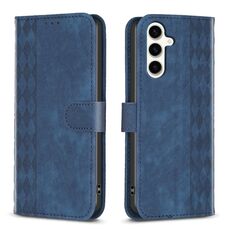 Custodia per telefono in pelle goffrata scozzese per Samsung Galaxy S23 FE 5G (blu)