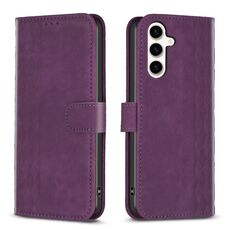 Custodia per telefono in pelle goffrata scozzese per Samsung Galaxy S23 FE 5G (viola)