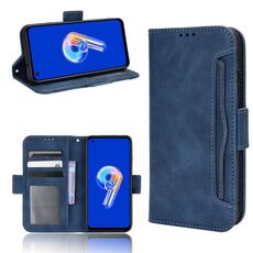 Per ASUS Zenfone 10/9 Skin Feel Calf Texture Slot per schede Custodia in pelle per telefono (blu)