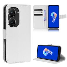 Per ASUS Zenfone 10/9 Custodia per telefono in pelle Diamond Texture (bianca)