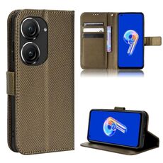 Per ASUS Zenfone 10/9 Custodia per cellulare in pelle Diamond Texture (marrone)
