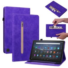 Custodia per tablet in pelle con cerniera tinta unita per Amazon Fire Max 11 Skin Feel (viola)