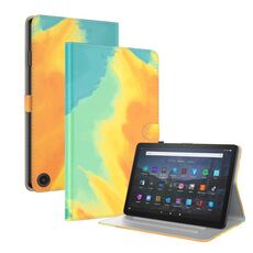 Per Amazon Fire Max 11 Custodia per tablet in pelle con motivo ad acquerello (foglie d'autunno)