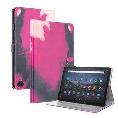 Per Amazon Fire Max 11 Custodia per tablet in pelle con motivo ad acquerello (colore bacca)