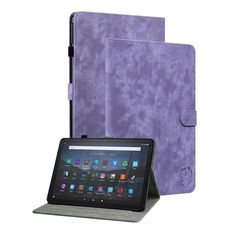 Per Amazon Fire Max 11 Custodia per tablet in pelle con motivo a tigre (viola)