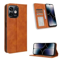 Per Ulefone Note 16 Pro Custodia per cellulare in pelle con fibbia magnetica retro texture (marrone)