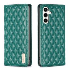 Per Samsung Galaxy S23 FE 5G Diamond Lattice Custodia a conchiglia in pelle magnetica (verde)
