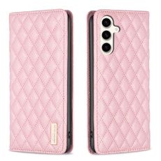 Per Samsung Galaxy S23 FE 5G Diamond Lattice Custodia a conchiglia in pelle magnetica (rosa)