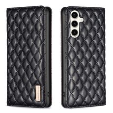 Per Samsung Galaxy S23 FE 5G Custodia a conchiglia in pelle magnetica con reticolo diamantato (nero)