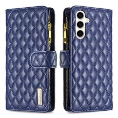 Per Samsung Galaxy S23 FE 5G Diamond Lattice Zipper Wallet Custodia in pelle per telefono a conchiglia (blu)