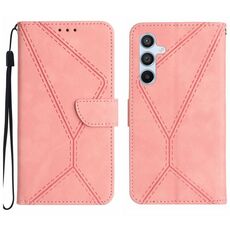 Per Samsung Galaxy S23 FE 5G Custodia in pelle goffrata con cuciture (rosa)