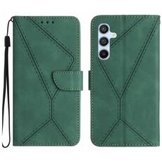 Custodia in pelle goffrata con cuciture per Samsung Galaxy S23 FE 5G (verde)
