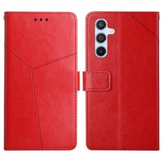 Per Samsung Galaxy S23 FE 5G Custodia in pelle con motivo a forma di Y (rosso)