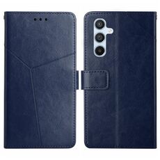 Per Samsung Galaxy S23 FE 5G Custodia in pelle con motivo a forma di Y (blu)