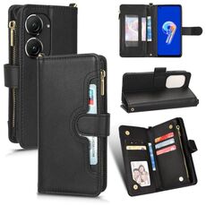 Per ASUS Zenfone 10/9 Custodia in pelle con cerniera texture Litchi (nero)