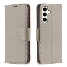 Per Samsung Galaxy S23 FE 5G Litchi Texture custodia per telefono in pelle a conchiglia in puro colore (grigio)