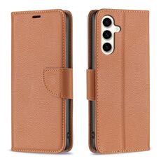 Per Samsung Galaxy S23 FE 5G Litchi Texture custodia per telefono in pelle a conchiglia in puro colore (marrone)