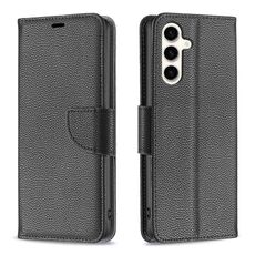 Per Samsung Galaxy S23 FE 5G Litchi Texture custodia in pelle a conchiglia in puro colore (nero)