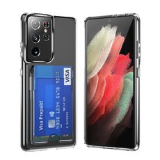 Per Samsung Galaxy S21 Ultra 5G Crystal Clear Wallet Air Bag Custodia per telefono (trasparente)