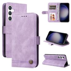 Per Samsung Galaxy S23 FE 5G Skin Feel Life Tree Custodia in pelle con bottone in metallo (viola)