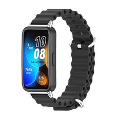 Per cinturino per orologio traspirante in silicone marino Mijobs Huawei Band 8 (nero + argento)