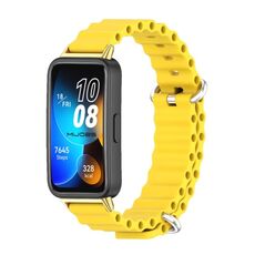 Per cinturino per orologio traspirante in silicone marino Mijobs Huawei Band 8 (giallo + oro)