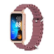 Per cinturino per orologio traspirante in silicone marino Mijobs Huawei Band 8 (rosso vino + oro rosa)