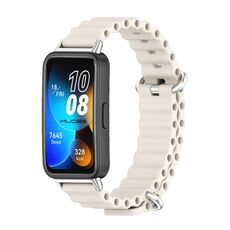 Per cinturino per orologio traspirante in silicone marino Mijobs Huawei Band 8 (grigio + argento)