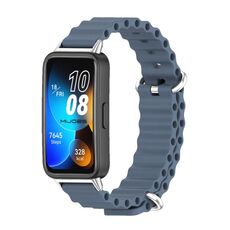 Per cinturino per orologio traspirante in silicone marino Mijobs Huawei Band 8 (blu siderale + argento)
