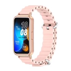 Per cinturino per orologio traspirante in silicone marino Mijobs Huawei Band 8 (rosa + oro rosa)