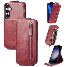 Per Samsung Galaxy S23 FE 5G Portafoglio con cerniera Custodia per telefono in pelle con vibrazione verticale (rosso)