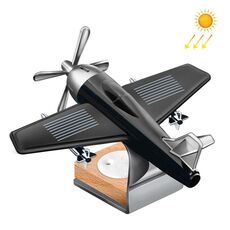 Ornamento di aeroplano per auto solare Diffusore di aromi solidi Oggetti di decorazione rotanti per auto (nero)