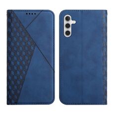 Custodia in pelle magnetica per Samsung Galaxy S23 FE 5G con giunzione a diamante (blu)