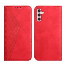 Custodia in pelle magnetica per Samsung Galaxy S23 FE 5G con giunzione a diamante (rosso)