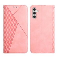Custodia in pelle magnetica per Samsung Galaxy S23 FE 5G con giunzione a diamante (oro rosa)