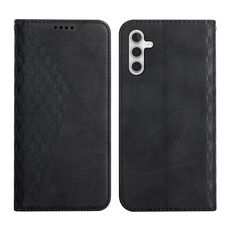 Custodia in pelle magnetica per Samsung Galaxy S23 FE 5G con giunzione a diamante (nero)