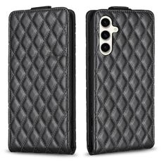 Per Samsung Galaxy S23 FE 5G Diamond Lattice Custodia in pelle con vibrazione verticale (nero)
