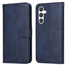 Per Samsung Galaxy S23 FE 5G Custodia per cellulare in pelle a conchiglia classica in vitello (blu)