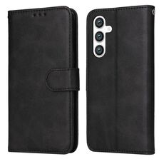 Per Samsung Galaxy S23 FE 5G Custodia per telefono in pelle a conchiglia classica in vitello (nero)