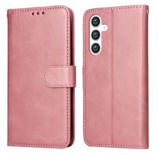 Per Samsung Galaxy S23 FE 5G Custodia per cellulare in pelle a conchiglia classica in vitello (oro rosa)