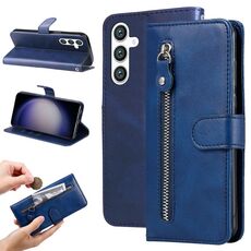 Custodia in pelle per Samsung Galaxy S23 FE 5G Fashion Calf Texture Zipper (blu)