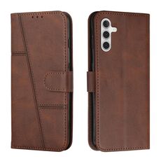 Per Samsung Galaxy S23 FE 5G Custodia in pelle con fibbia in vitello con cuciture (marrone)