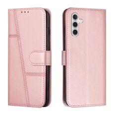 Per Samsung Galaxy S23 FE 5G Custodia in pelle con fibbia in vitello con cuciture (oro rosa)