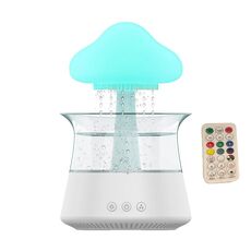CH06 Umidificatore a pioggia da 300 ml Fungo nuvola Lampada da notte colorata Macchina per aromaterapia, stile: con telecomando (bianco)