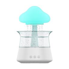 CH06 Umidificatore a pioggia da 300 ml Fungo nuvola Lampada da notte colorata Macchina per aromaterapia, Stile: senza telecomando (bianco)