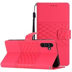 Per Samsung Galaxy S23 FE 5G Custodia per telefono in pelle con effetto pelle goffrata con diamanti (rosso)