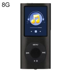 Lettore MP4 in metallo con schermo TFT da 1,8 pollici con scheda TF 8G + auricolare + cavo (nero)