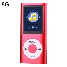 Lettore MP4 in metallo con schermo TFT da 1,8 pollici con scheda TF 8G + auricolare + cavo (rosso)