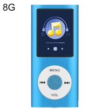 Lettore MP4 in metallo con schermo TFT da 1,8 pollici con scheda TF 8G + auricolare + cavo (blu)