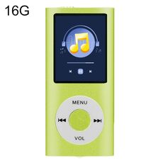 Lettore MP4 in metallo con schermo TFT da 1,8 pollici con scheda TF 16G + auricolare + cavo (verde)